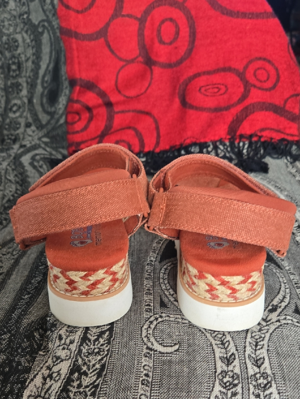 Bob's from Skechers, jute wrapped petite wedge, Beach look, brick red Sandals - Picture 5 of 13